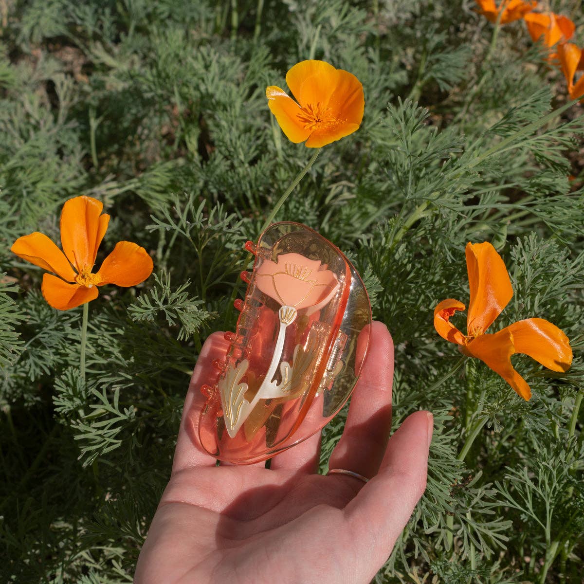 California Poppy Wildflower Hair Claw - Image 6