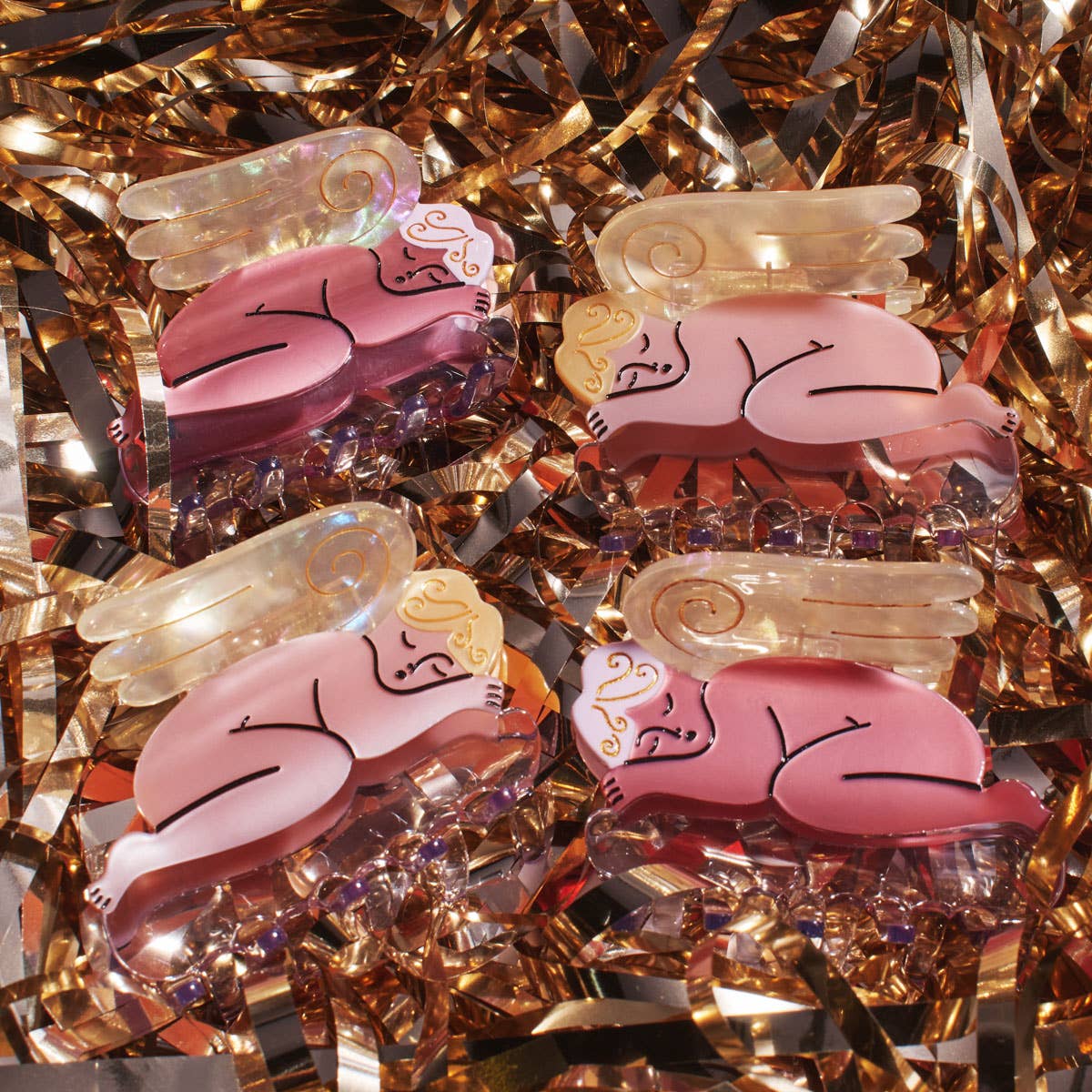 Pink Cherub Angel Hair Claw - Image 4