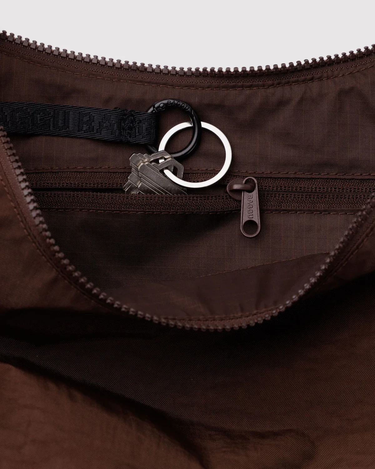 Coffee Medium Nylon Crescent Baggu - Image 3
