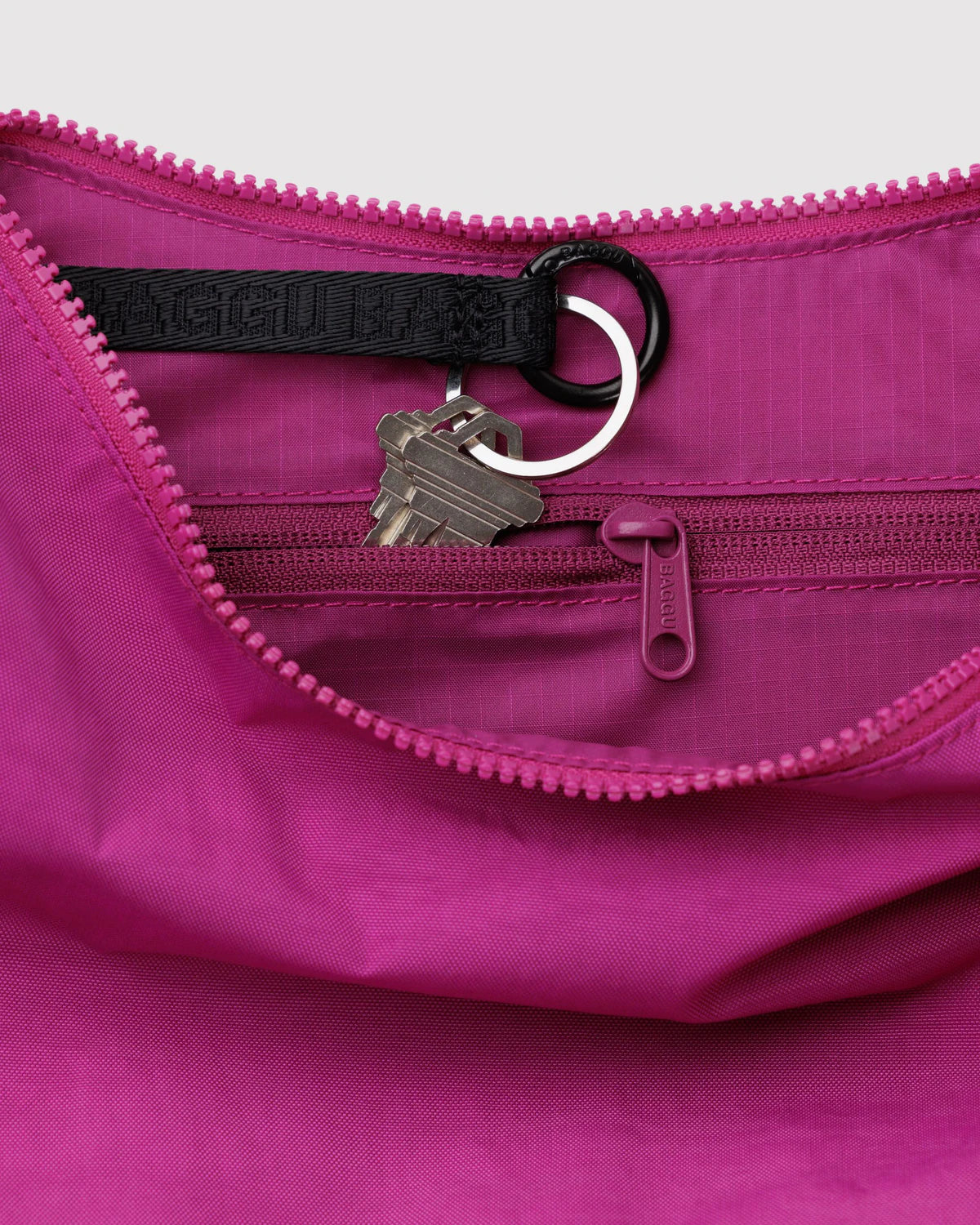 Deep Fuchsia Medium Nylon Crescent Baggu - Image 3