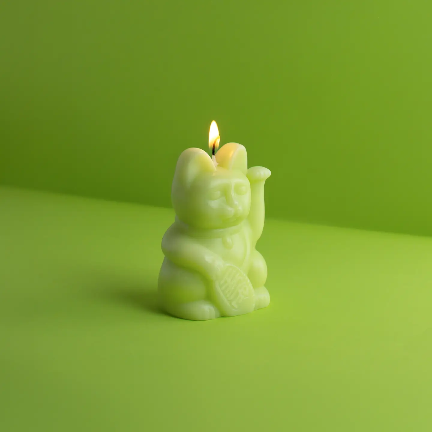 Lucky Cat Candle - Green - Image 3