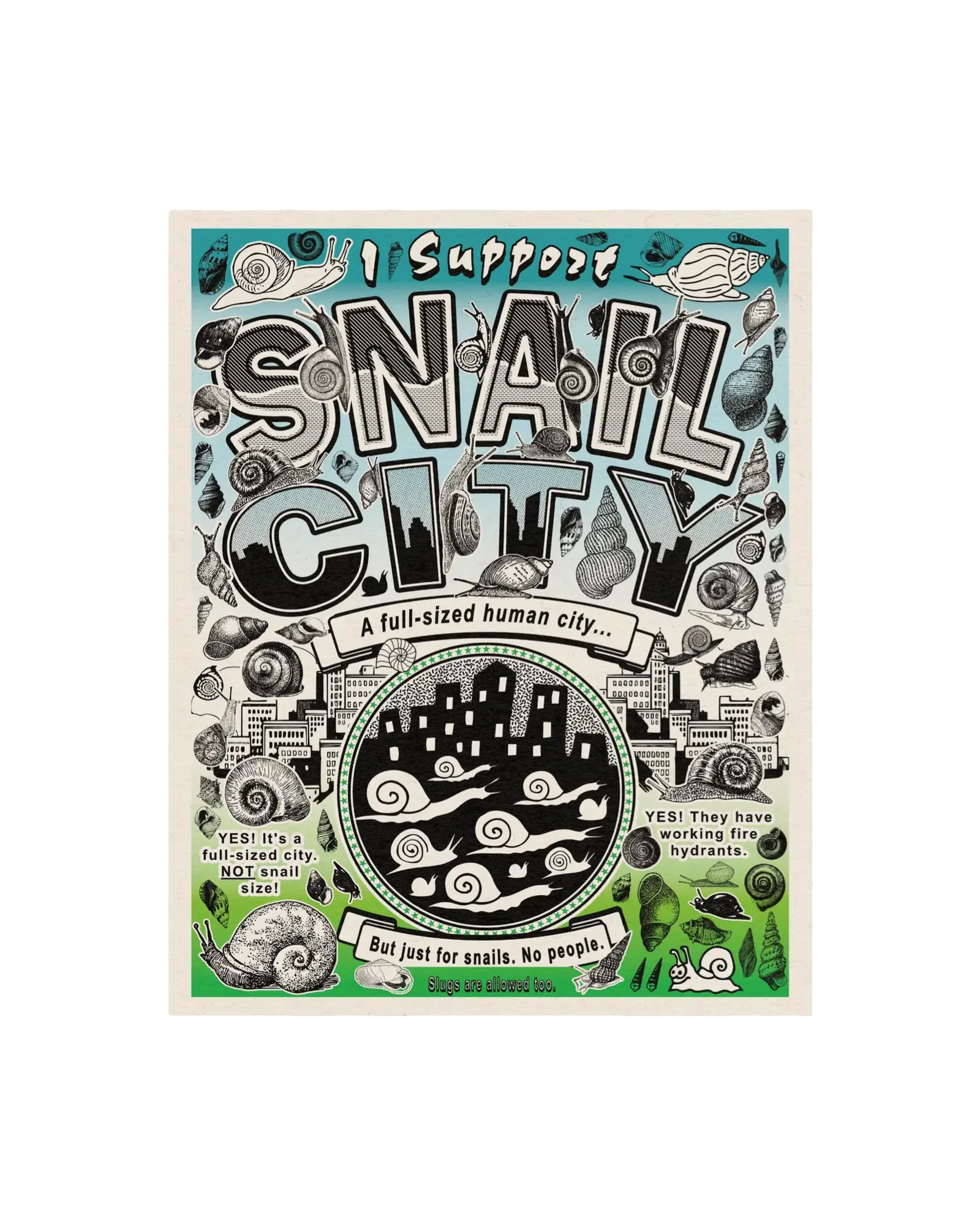 Snail City Risograph Print